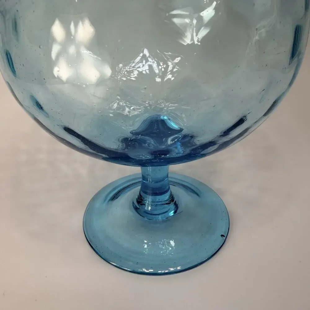 Vintage Empoli Aqua Blue Optic Brandy Snifter Vase Art Glass 9